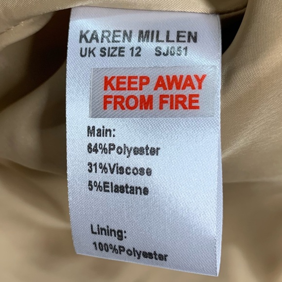 Karen Millen Camel Compact Stretch Buckle Detail A Line Full Skirt Size 8US - Picture 7 of 14